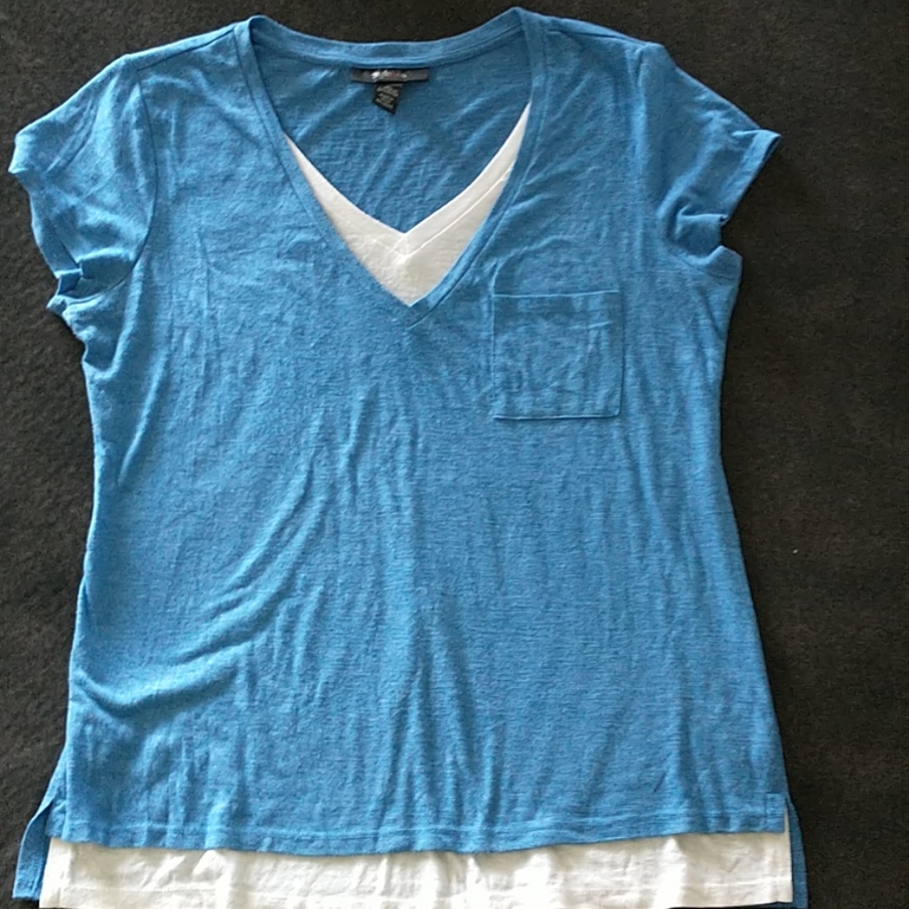 Faux layered V neck tee